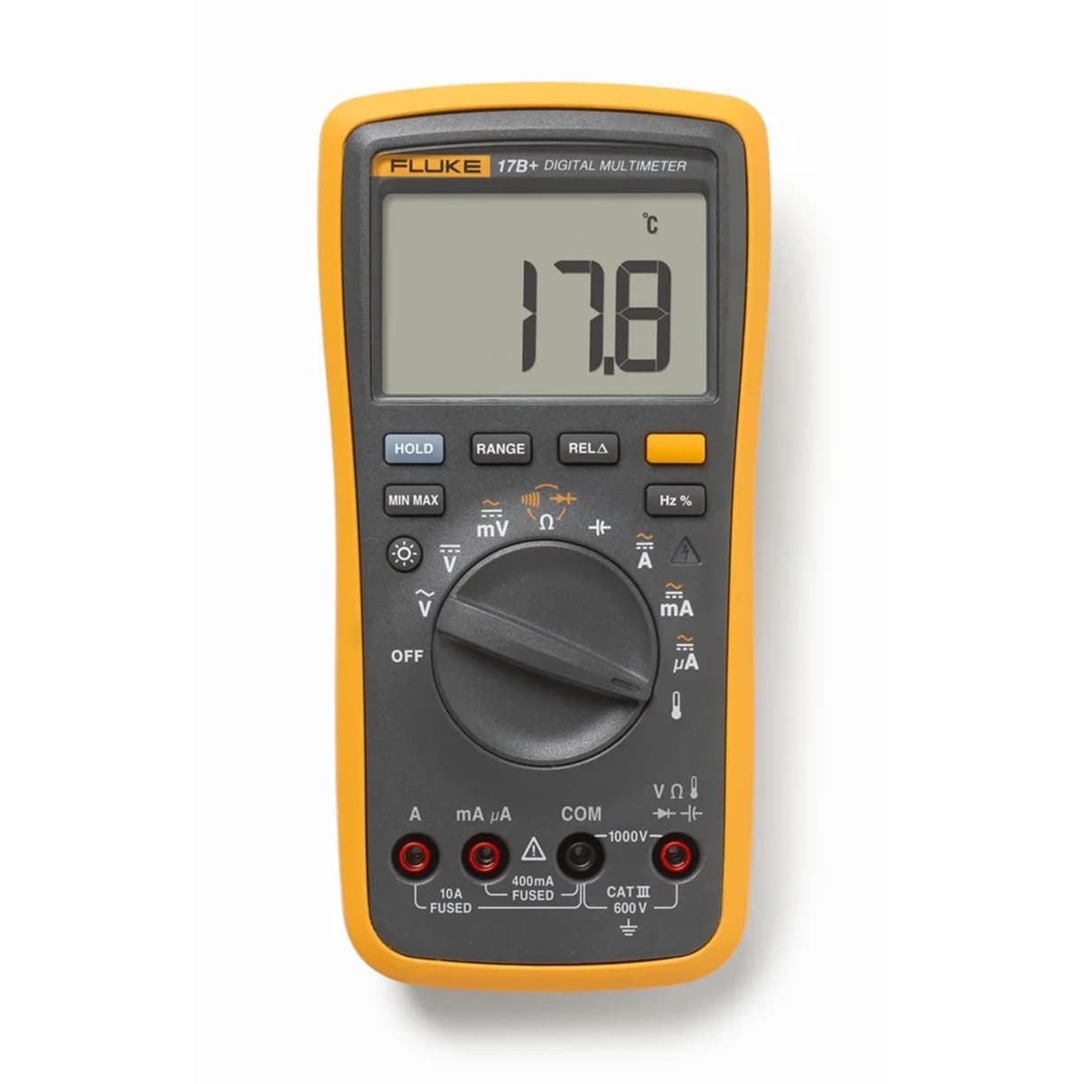 imagen principal de producto MULTÍMETRO DIGITAL BÁSICO CON TEMPERATURA, CAT III 600 V FLUKE-17B+ ESP