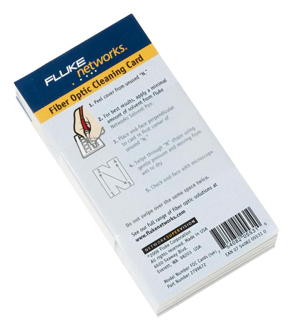 imagen principal de producto 5 tarjetas con 12 zonas de limpieza p conectores de FO NFC-CARDS-5PK